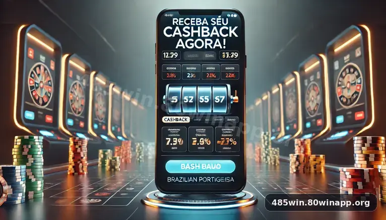 Saldo e bônus exibidos no lobby do app 485win